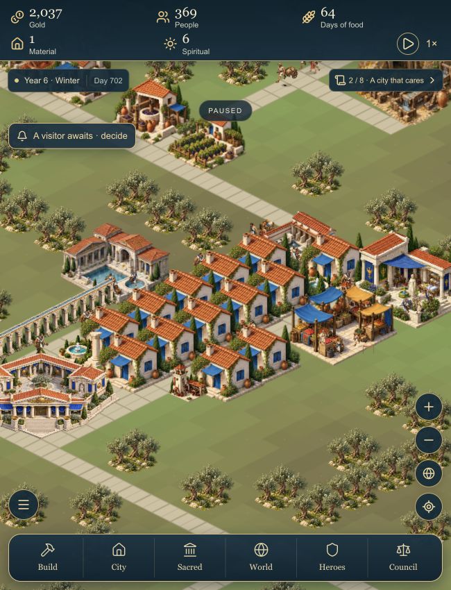 Mythic City gameplay: City neighbourhoods